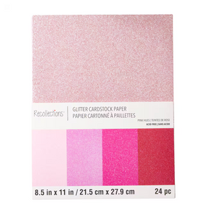 Pink Hues Glitter 8.5" x 11" Cardstock Paper by Recollections, 24 Sheets - Pink Glitter