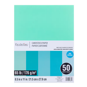 8.5" x 11" 65lb. Cardstock Paper Pack by Recollections, 50 Sheets - Mint Hues