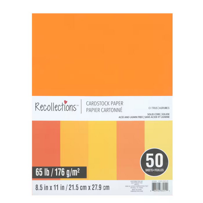 8.5" x 11" 65lb. Cardstock Paper Pack by Recollections, 50 Sheets - Citrus