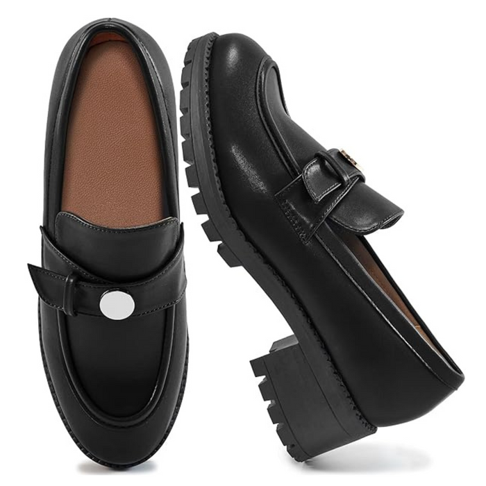 Women's Loafers Slip On Oxford Shoes for Women Comfortable Chunky Wedge Shoes - Size 9