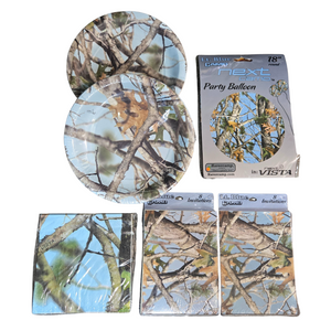 Light Blue Camo Party Supplies - Seating for 16