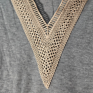 New Gold Lace V-Neck Tile Short-Sleeved Solid Color T-Shirt Top - XXL