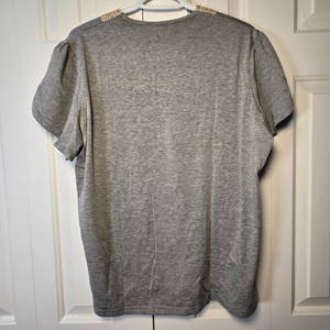 New Gold Lace V-Neck Tile Short-Sleeved Solid Color T-Shirt Top - XXL