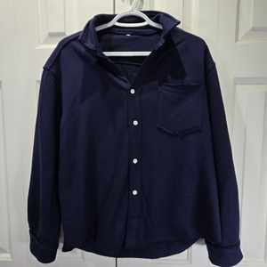 New Navy Blue Button-Up Sweater with Front Pockets – Size Large