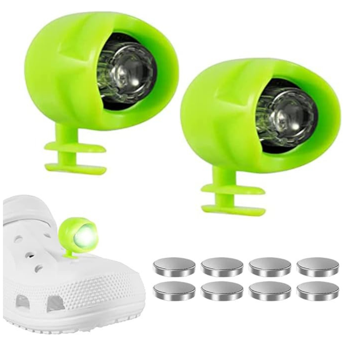 2Pcs Headlights for Croc Shoes Green