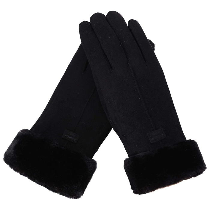 Womens Winter Warm Gloves Touch Screen Suede Thick Lining Mittens