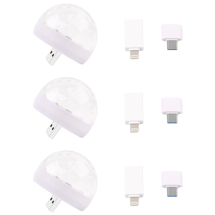 3Pack USB Mini Disco Ball Lights