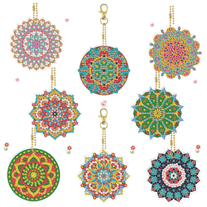 Diamond Painting Kits for Adults 8PCS Mandala Diamond Painting Keychains Diamond Art Kits for Adults
