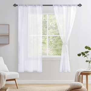 White Sheer Curtains 63 Inches Long, Rod Pocket
