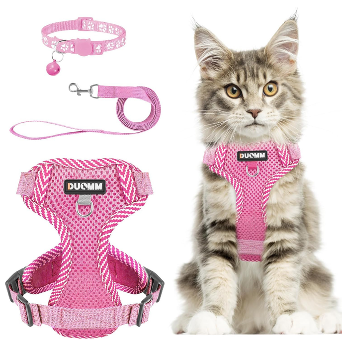 Cat Harness and Lead Set, Escape Proof Cat Harness with Reflective Strips - Size XL