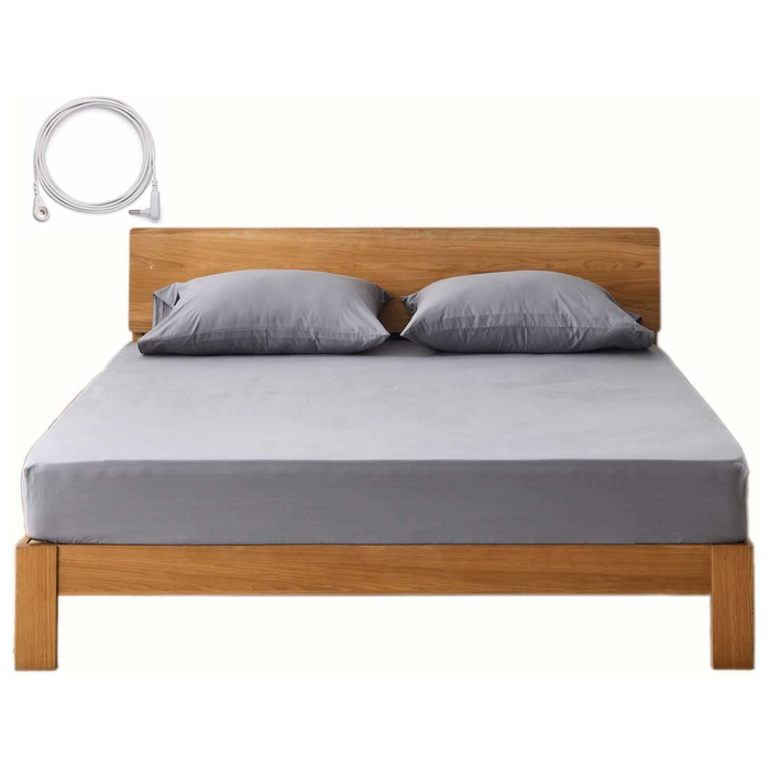 Grounding Sheets Queen Size Deep Pocket 12% Silver Fiber 88% Organic Cotton, Grounding Fitted Earth Sheets with Grounding Cord