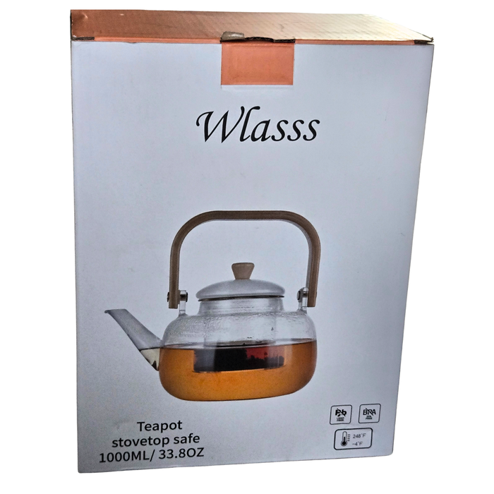 Glass Teapot with Removable Infuser, Stovetop Safe Tea Kettle