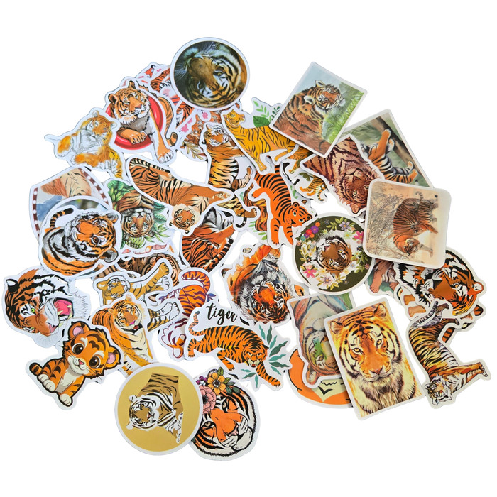 50 Tiger Vinyl Stickers