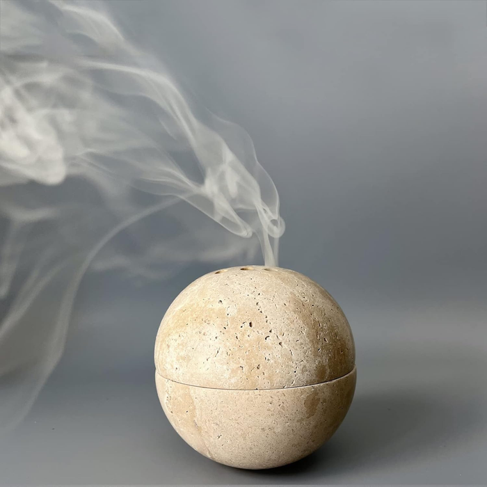9 Holes Handmade Natural Marble Round Incense Burner Holder