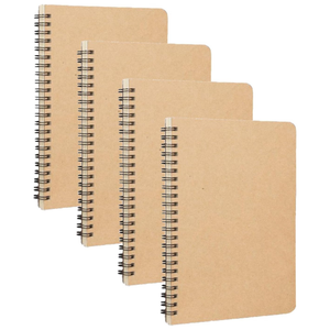 4 Packs Kraft Cover Spiral Notepad A5 Lined