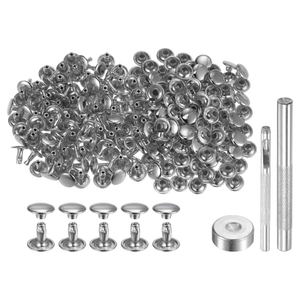 100 Sets Leather Rivets 10 x 9mm Metal Double Cap Rivet Snaps Studs