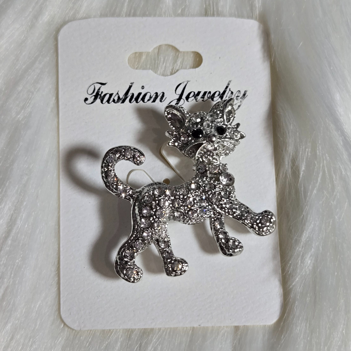 Cat Rhinestone Brooch