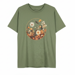 NWOT | Olive Green Meadow Flower Graphic Tee | Botanical Nature Print | XL