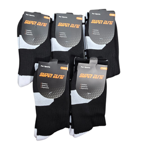 NWT Super Elite Athletic Crew Socks 5-Pack | Black & White Performance Socks | One Size