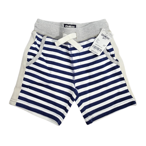 NWT | OshKosh B'gosh Navy & White Striped Pull-On Canvas Shorts | 2T