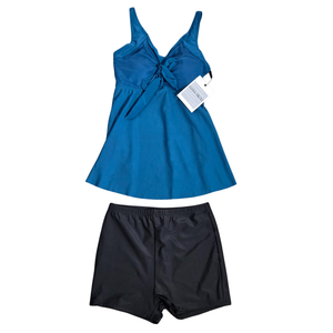 NWT Hanna Nikole Blue Floral Tankini & Boy Shorts 2-Piece Set | Small