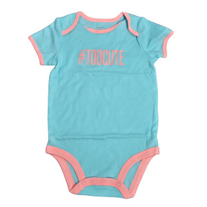 NWT | Carter's Baby Girl #TOOCUTE Aqua Blue Short Sleeve Bodysuit | 12 Months