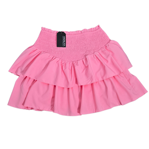 NWT Smocked High-Waisted Ruffle Mini Skort | Pink Tiered Skirt | Large