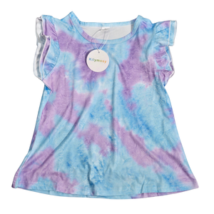 NWT Girls Blue & Purple Tie Dye Double Ruffle Sleeve Top | 5