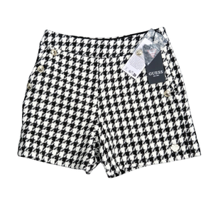 NWT Guess Girl's Black & White Pied De Poule Shorts with Gold Buttons | 8
