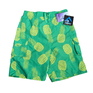 NWT | Kanu Surf Men's Green & Yellow Pineapple Print Cargo Swim Shorts | XL