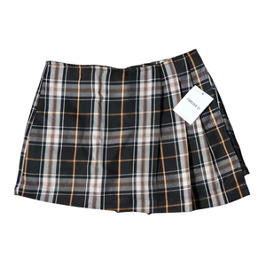NWT | Forever 21 Black & Yellow Plaid Pleated Mini Skort | Small