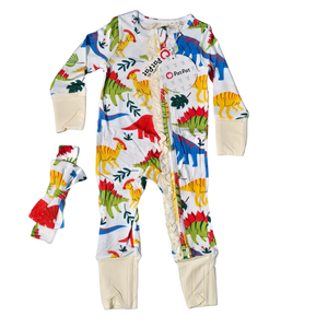 NWT PatPat Girl's Dinosaur Bamboo Onesie & Headband Set | 6-9M