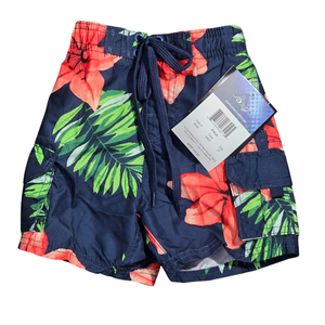 NWT Kanu Surf Boys "Kala" Navy Tropical Floral Quick Dry Swim Shorts | 2T