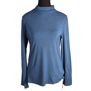 NWT Royal Blue Ribbed Mock Neck Long Sleeve Athletic Top | XL