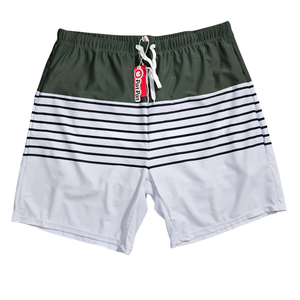NWT PatPat Men's Green & White Striped Quick-Dry Swim Trunks | XL
