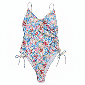 NWOT Vibrant Floral Side-Tie Wrap One-Piece Swimsuit with Adjustable Straps | Large