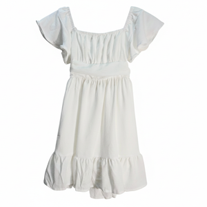 NWOT | Girls White Ruffle Off-Shoulder Flutter Sleeve Summer Dress | Size 6/7