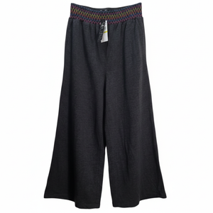 NWT | Soluna Sunset Gray Smocked Rainbow Waist Wide Leg Boho Pants | Medium