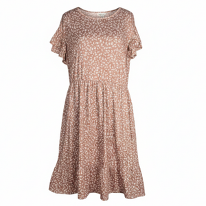 NWT Pink Ditsy Floral Flutter Sleeve Ruffle Tiered Dress | US 20 =2XL