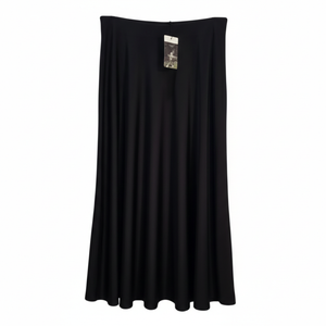 NWT Black High-Waist A-Line Satin Midi Skirt | Large