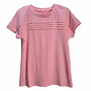 NWOT | Pink Pleated Front Short Sleeve Scoop Neck Lightweight Casual Top | Small