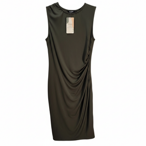 NWT | BTFBM Olive Green Sleeveless Side Ruched Bodycon Midi Dress | Medium