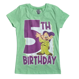 NWOT | Disney x Next Level "5th Birthday" Dopey Graphic Tee | Lime Green | 6/6X