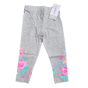 NWT | Carter's Grey Multi-Color Botanical Floral Print Infant Leggings | 9M