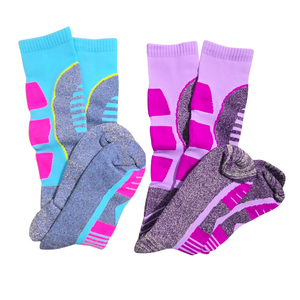 NIP | Performance Thermal Ski Socks | 2 Pair Set | Purple & Blue | Large