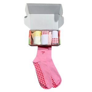 NIB | 5-Pair Non-Slip Yoga & Pilates Grip Socks | Heart Grips | 6–12