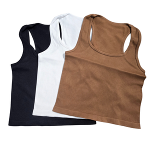 NWOT | 3-Pack Ribbed Racerback Crop Tank Tops | Neutral Tones | Small