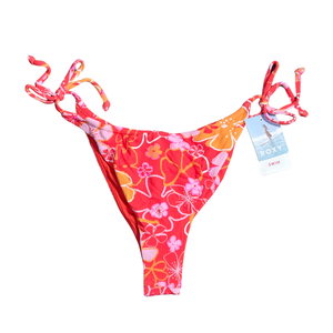 NWT | Roxy Meadow Flowers Cheeky Tie-Side Bikini Bottoms | Orange Pink | XL