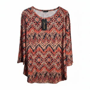 NWT | Geometric Boho Print Top | Rust & Navy | XL