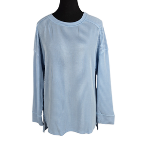 NWT | BTFBM Light Blue Ribbed Long Sleeve Top | Drop Shoulder | Medium